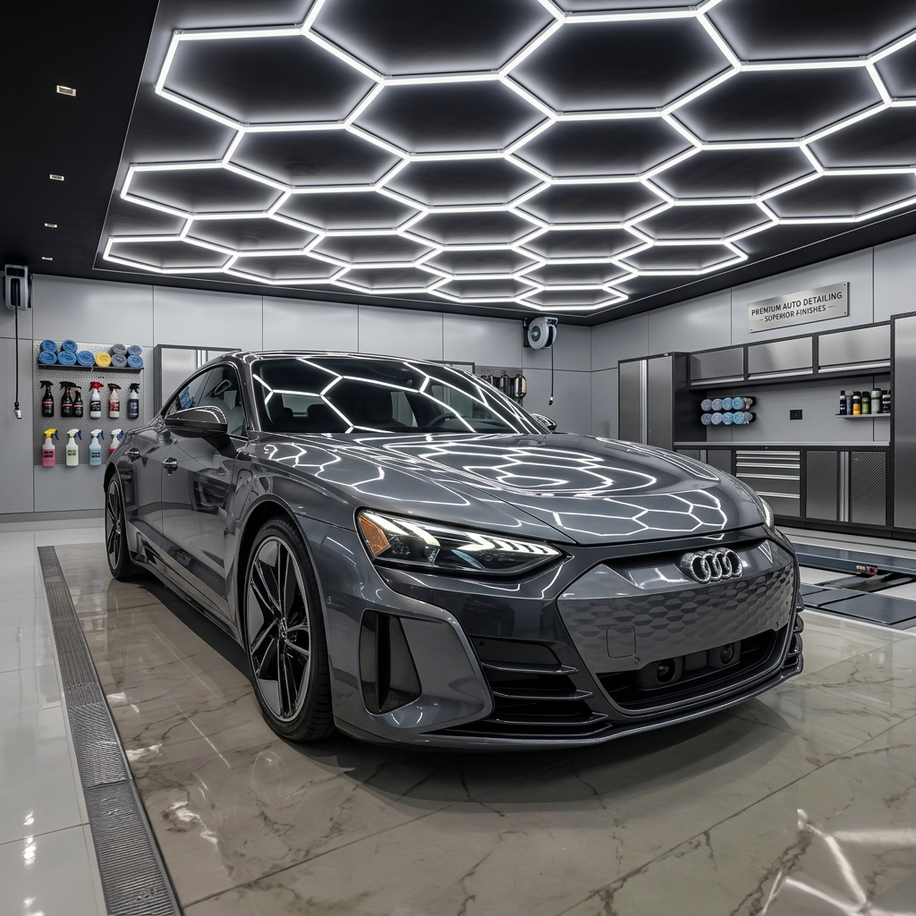 Customization Honeycomb Ceiling Lighting 100-240V Aluminum Car Wash Detailing Hexagon LED Work Light for Garage