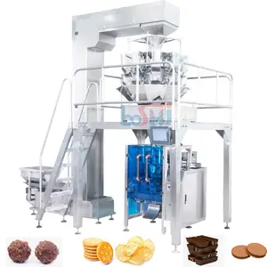 Fabrika otomatik CE çok kafa tartı aperatif cips Pop mısır kabarık gıda paketleme makinesi