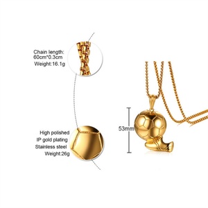 Wholesale Stainless Steel Jewelry Football Pendant Gold Plated Sneakers Shape <b>Men's</b> Pendant <b>Necklaces</b> - Product Image 5