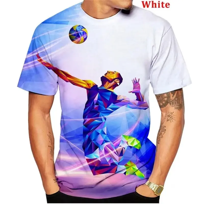 Camiseta con patrón deportivo de voleibol para niños adultos, camiseta informal de verano de manga corta con estampado 3D genial, camiseta de gran tamaño para hombre, ropa de calle