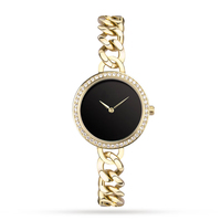 Montre à quartz élégante pour femme avec logo personnalisé, bracelet chaîne de luxe en strass, montre-bracelet en acier inoxydable pour dames