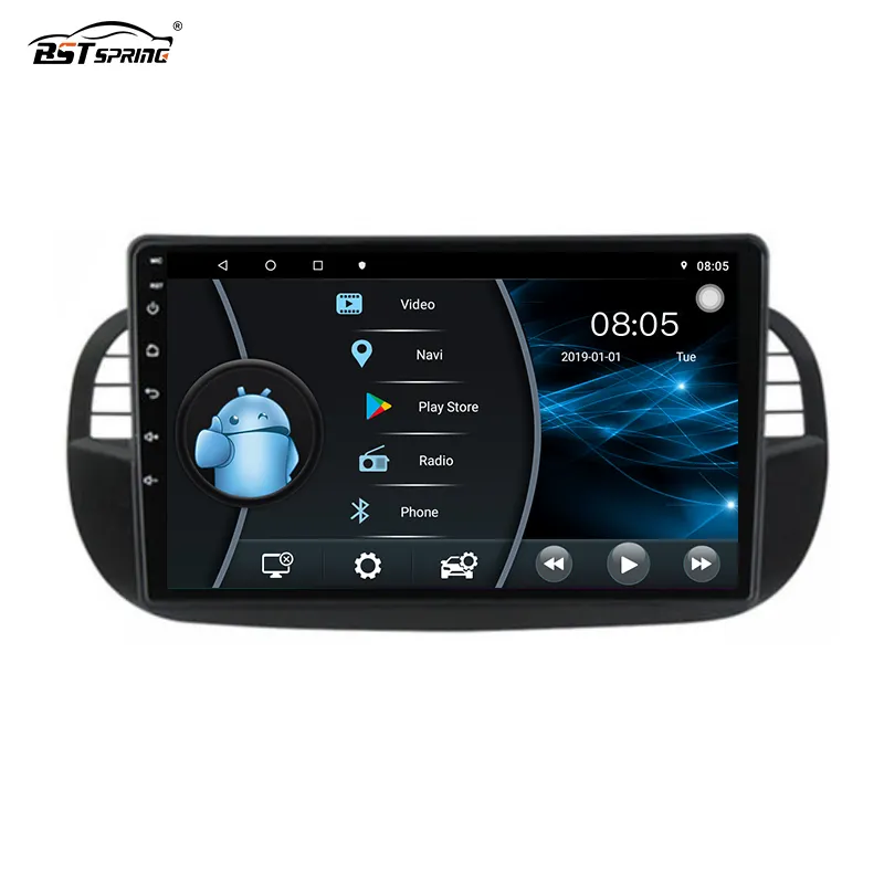 Radio Stereo Mobil Android 9 Inci untuk Fiat 500 2007-2015 Navigasi GPS Mobil Multimedia Carplay Autoradio 2DIN