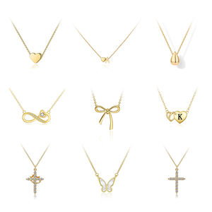 <span class=keywords><strong>Collana</strong></span> con Ciondolo a Forma di Croce, Goccia d'Acqua, <span class=keywords><strong>Infinito</strong></span>, <span class=keywords><strong>Cuore</strong></span>, Lettera, Farfalla e Fiocco in Acciaio Inox e Ottone per Donne - Product Image 1