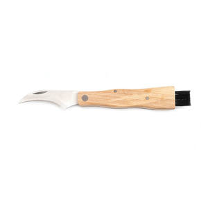 Cuchillo profesional plegable con forma de seta, cuchillo de bolsillo con mango de madera Natural, con brocha para barbacoa, trufas y hongos - Product Image 1