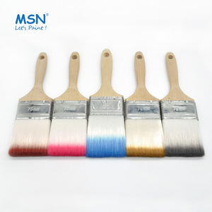 Juego de pinceles de pintura al óleo de faja plana de filamento sintético de doble color MSN, pinceles de <span class=keywords><strong>rodillo</strong></span> de pintura de pared con mango de madera de 6 piezas - Product Image 5