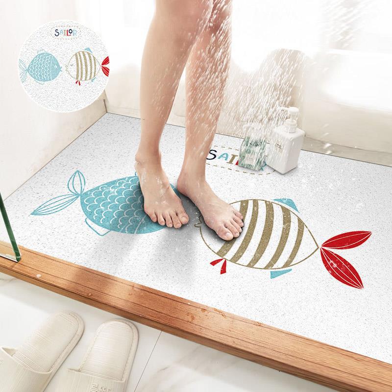 Tapis de bain rond en soie de poisson Kissing