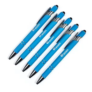 Hot Sell Promotionele Blauwe Pen Metalen Kantoor Gebruik Balpen Met Aangepaste Logo