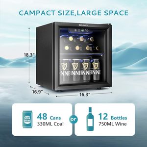Mini Refrigerador EUHOMY de 1.3 Pies Cúbicos con Puerta de Vidrio, Refrigerador de Bebidas para Cerveza, Refrescos y Vino, Compacto, Sin Congelador, para Mostrador - Product Image 4
