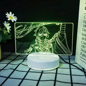 Lampu malam Led foto dan nama khusus bentuk hati ilusi 3D kustom grosir