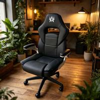 Chaise de jeu haute noire pivotante et inclinable avec support lombaire et accoudoirs 3D, pour le bureau et la maison