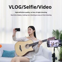 Monitor Selfie Layar Nirkabel Mini Kamera Belakang untuk IPhone/Android dengan Klip Magnetik untuk Ponsel, Vlog Streaming
