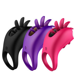 Mini forte velocità di rotazione lingua magica USB Multi frequenza vibrante pene anello anello di blocco flirt prodotti per gli uomini - Product Image 1