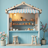 Casa de juegos de madera para niños, para interiores, con temática de cafetería y panadería, para juego de rol, venta al por mayor y pedidos personalizados