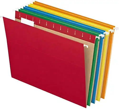 Подвесные папки для файлов Pendaflex, размер букв, разные цвета, регулируемые язычки с разрезом 1/5, 25 в коробке (81663)