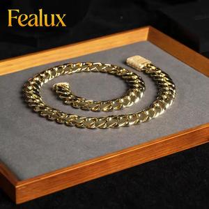 Fealux Hip Hop 10mm 12mm 18mm Cuban Link Kette 925 Silber Iced Out Moissanit Verschluss Miami Cuban Link für Verlobung Party Geschenk - Product Image 1