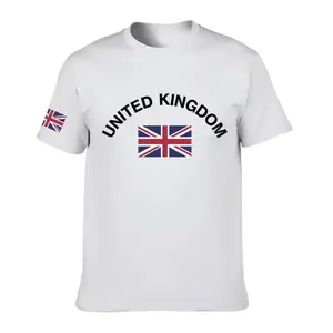 2024 New Style Factory Wholesale Custom Logo Printing UK Flag White T shirt With 100% Polyester