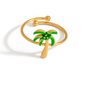 Plant Pattern Stainless Steel <b>Ring</b> <b>Open</b> Design For Women Gift Jewelry - Product Image 5