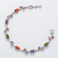 Bracelet unisexe tendance en forme de feuilles torsadées plaqué or avec zircon, idéal pour la vente en gros