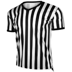  Camiseta oficial de árbitro de manga larga para mujer, diseño  de rayas blancas y negras, para baloncesto, hockey y fútbol, Cuello en V de  manga larga blanco y negro : Deportes