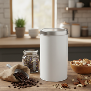 Kontensan L987 Cylindrical <b>Metal</b> <b>Tin</b> Container 1 Liter Coffee Tea Dry Food Storage Dimensions 99mm X H118mm Slip Lid - Product Image 3