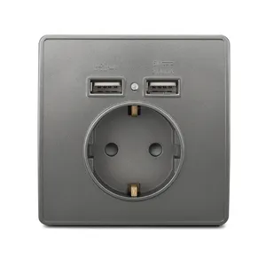 Wholesale European Standard PC Material Two Way Charger Power EU USB Wall Plug Socket and Switch Europe