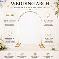 Arche de mariage de luxe en fer doré de 2,4 m, arche semi-circulaire détachable, support mobile, décoration de cérémonie, vente en gros OEM