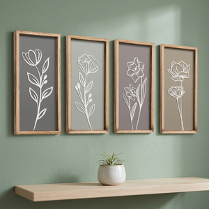 Decoración de Pared para Baño con Retratos 3D en Madera (Juego de 4), Arte de Pared Enmarcado Ligero y Listo para Colgar, para Sala de Estar y Dormitorio, Original - Product Image 2