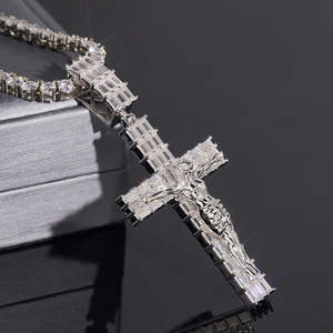 Nuevo Collar con Colgante de Cruz de Cobre con Incrustaciones de Moissanita, Cadena de Bambú, Estilo Hip-hop Cristiano, con Diseño de <span class=keywords><strong>Fe</strong></span> Personalizado - Product Image 4