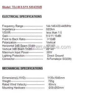 Antenna <span class=keywords><strong>Radio</strong></span> Yagi Direzionale Esterna in Acciaio Inox Dual Band VHF <span class=keywords><strong>UHF</strong></span> 144/430 12db dalla Cina - Product Image 4