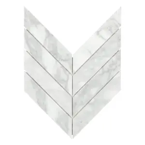 Sunwings ubin mosaik marmer | Stok di AS | Ubin dinding dan lantai mosaik Carrara Putih Chevron