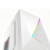 Boîtier PC Gaming Blanc RGB avec Panneau Frontal en Maille, Tour Micro ATX en Acier SPCC, Support pour Alimentation ATX, Châssis de Bureau, Accessoires Informatiques