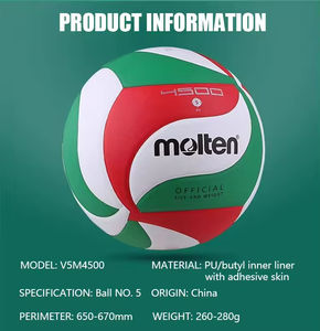 Balón de Voleibol Molten al por Mayor, Balón de Voleibol Personalizado de Cuero PU de Alta Calidad para Juego, Tamaño Oficial 5 - Product Image 6
