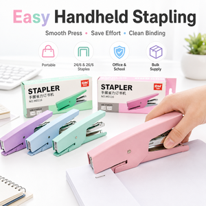 <span class=keywords><strong>Agrafeuse</strong></span> manuelle couleur macaron avec logo personnalisé, agrafes n°10, <span class=keywords><strong>agrafeuse</strong></span> manuelle en plastique durable, capacité de 25 feuilles pour le bureau et l'école - Product Image 3