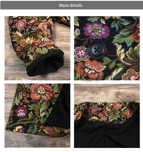 Custom Print Retro Floral Design Cotton Blend Woven Tapestry Suit Jacket