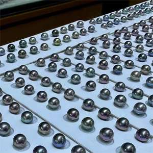 Gioielli raffinati di acqua salata vera perla Akoya 6.5-7mm tinta nera perla di colore pavocktahitiano per la creazione di gioielli fai da te - Product Image 6