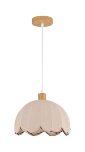 โคมไฟแขวนไม้ E27 โคมกระดาษทรงระฆัง แสงวอร์มไวท์ LED สำหรับห้องรับประทานอาหาร ขนาดกลาง - Product Image 4