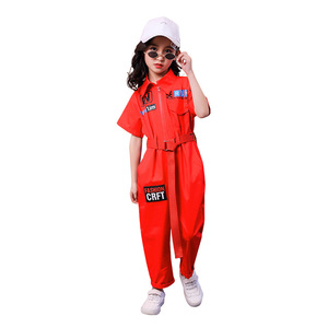 Ropa para Bebés, Ropa Infantil China, Traje de Bombero Rojo y Azul, Mono, Camisas, 1 Conjunto para Niñas - Product Image 1