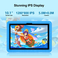 Tablette de jeu pour enfants FS Wholesale avec écran de 10,1 pouces, 6 Go + 128 Go, 4G, emplacement pour carte SIM et Wi-Fi, Android 15