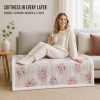 Nouvelle couverture en polaire sherpa à double couche avec un design floral unique, personnalisable et imprimée, pour l'hiver