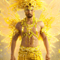 Disfraz de Samba Dorado de Lujo para Hombre, con Plumas Amarillas Grandes, Alas de Mariposa, para Actuaciones en Escenario y Desfiles