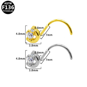 <b>Titanium</b> Nose <b>Stud</b> S-Shaped Flower Design With Crystals For Daily Wear - Product Image 5