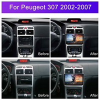 Podofo Autoradio Android 9'' 4+64G Sans Fil Carplay Android Auto 2 Din pour Peugeot 307 2002-2013 OEM ODM