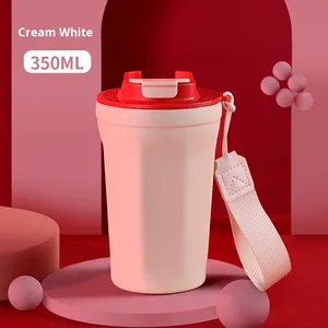 แก้วกาแฟ 304 Cola Cup แบบพับได้ด้วยคลิกเดียว แก้วพกพาสำหรับรถยนต์ แก้วสุญญากาศสแตนเลสสองชั้น สไตล์ Ins - Product Image 1