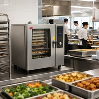 Horno Combinado Computarizado Avanzado para Uso Comercial, Equipo Profesional de Panadería, Horno de Convección a Vapor para Pastelería, 10 Bandejas
