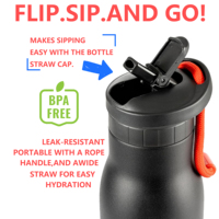 Bouteille d'eau en acier inoxydable FAYREN, anti-fuite, avec couvercle à clapet, paille et base en silicone pour la randonnée et le camping