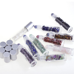 10ml verre cylindre <span class=keywords><strong>Jade</strong></span> <span class=keywords><strong>pierre</strong></span> rouleau boule haut <span class=keywords><strong>de</strong></span> gamme huile essentielle déodorant rouleau sur bouteille avec bouchon en plastique - Product Image 5