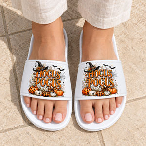 Ciabatte Personalizzate <span class=keywords><strong>Hocus</strong></span> <span class=keywords><strong>Pocus</strong></span> a Forma di Cappello da Strega e Zucca per Donna e Uomo, Pantofole EVA per Interni ed Esterni con Punta Aperta e Suola Morbida - Product Image 6
