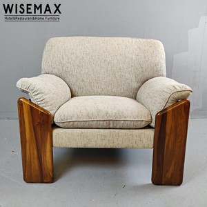 WISEMAX FURNITURE chaise d'accent en bois massif design italien boucle tissu meubles de salon canapés loisirs simples <span class=keywords><strong>fauteuil</strong></span> bas - Product Image 6