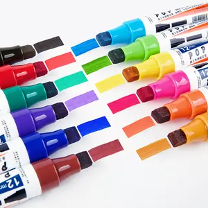 12 Kleuren Professionele Reclame Verf Markering Pen Hervulbare Waterdichte Sneldrogende Markering Pen Set