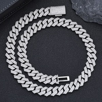 Collier en zircon glacé à quatre rangs de 15 mm, style rappeur, chaîne cubaine Miami hip-hop, plaqué or et argent avec diamant et perle, cadeau